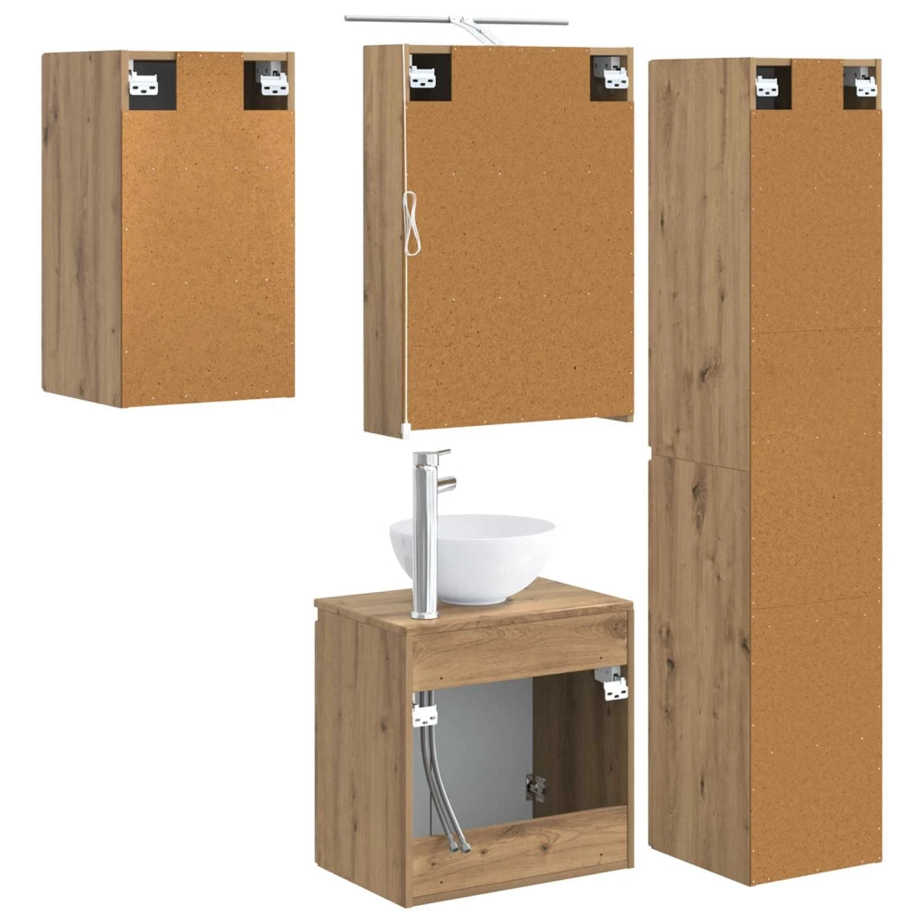 Set di Armadi da Bagno 5 pcs Rovere Artigianale 3407294