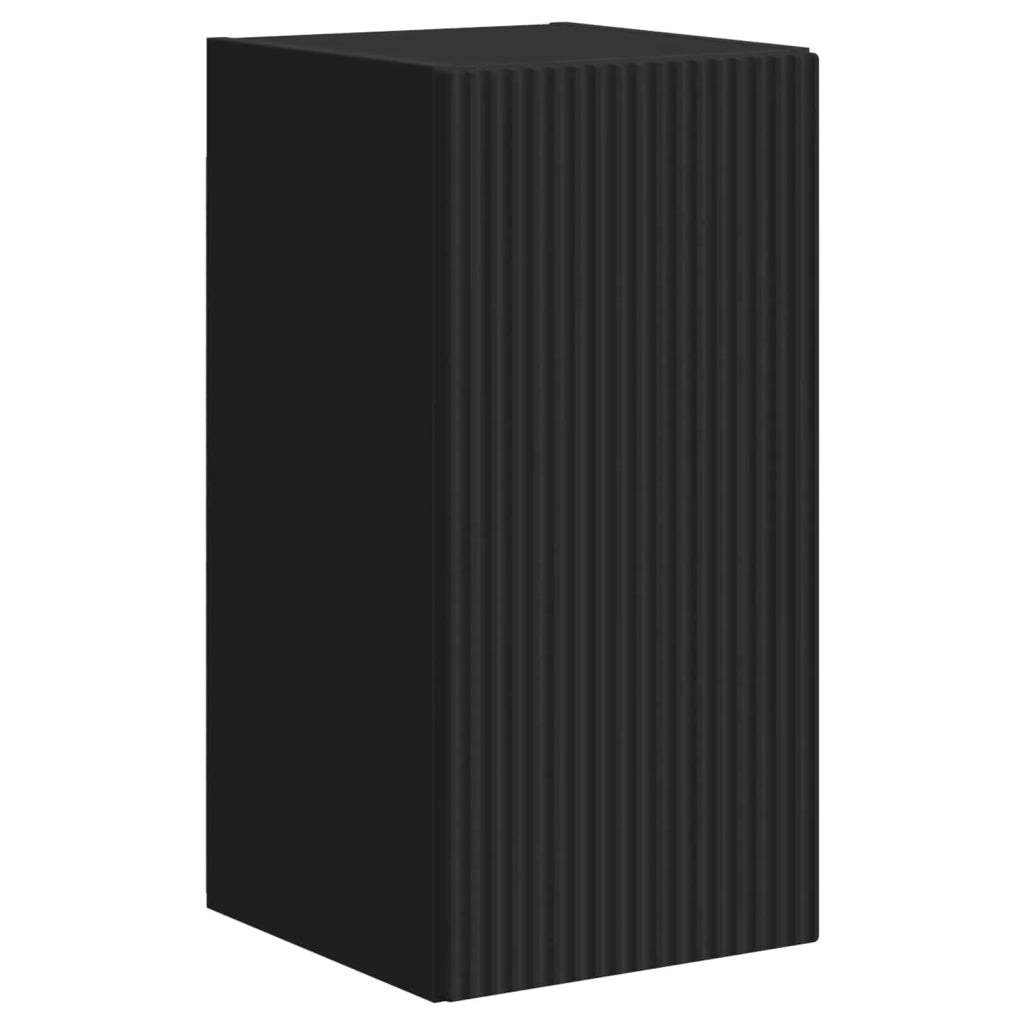 Set mobile TV Montaggio a parete 4 pcs Nero Legno multistrato