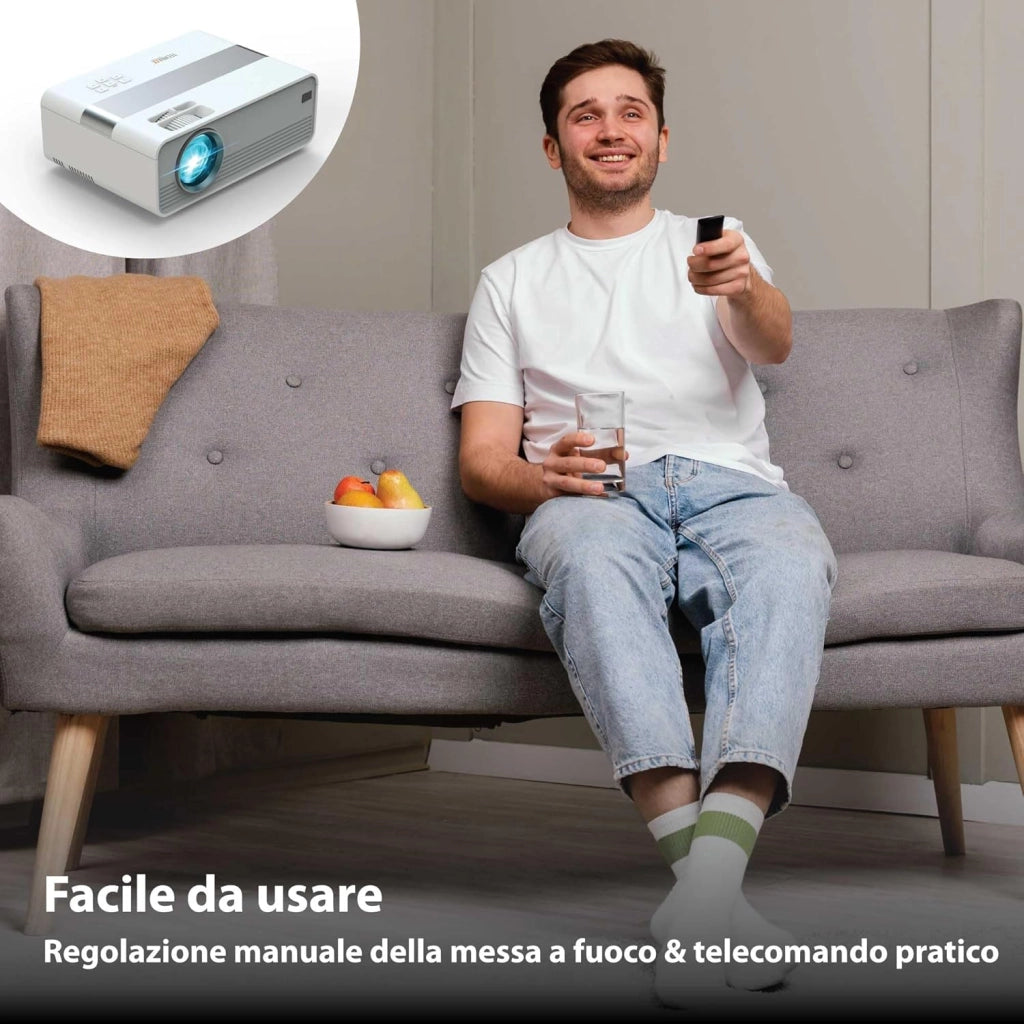 Mini-LED HD Proiettore – Videoproiettore Portatile con Risoluzione HD 720P, Schermo 176", LED 40.000h, HDMI/USB/VGA/AV/microSD – Ideale per Home Cinema, Giochi e Presentazioni - TX-127