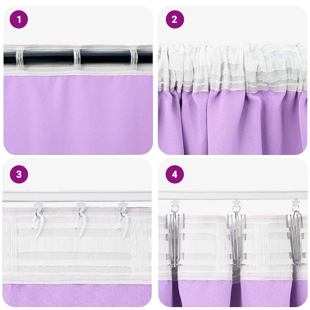 vidaXL Tende con tende 2 pcs Viola Poliestere
