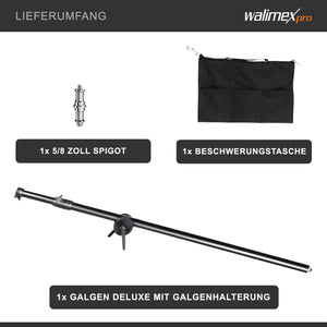 Braccio per stativo a giraffa, con zavorra a borsa, estensibile 120-220 cm, carico max 8 kg, ideale per luci, flash, softbox