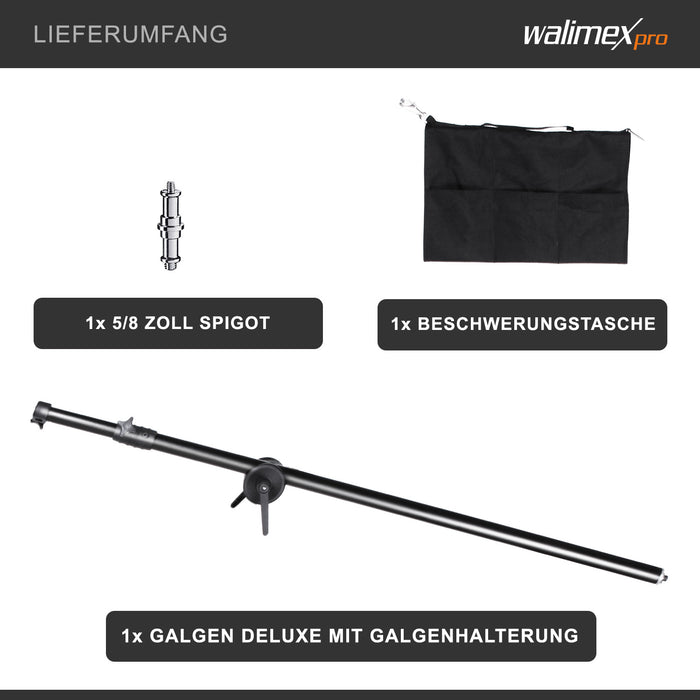 Braccio per stativo a giraffa, con zavorra a borsa, estensibile 120-220 cm, carico max 8 kg, ideale per luci, flash, softbox