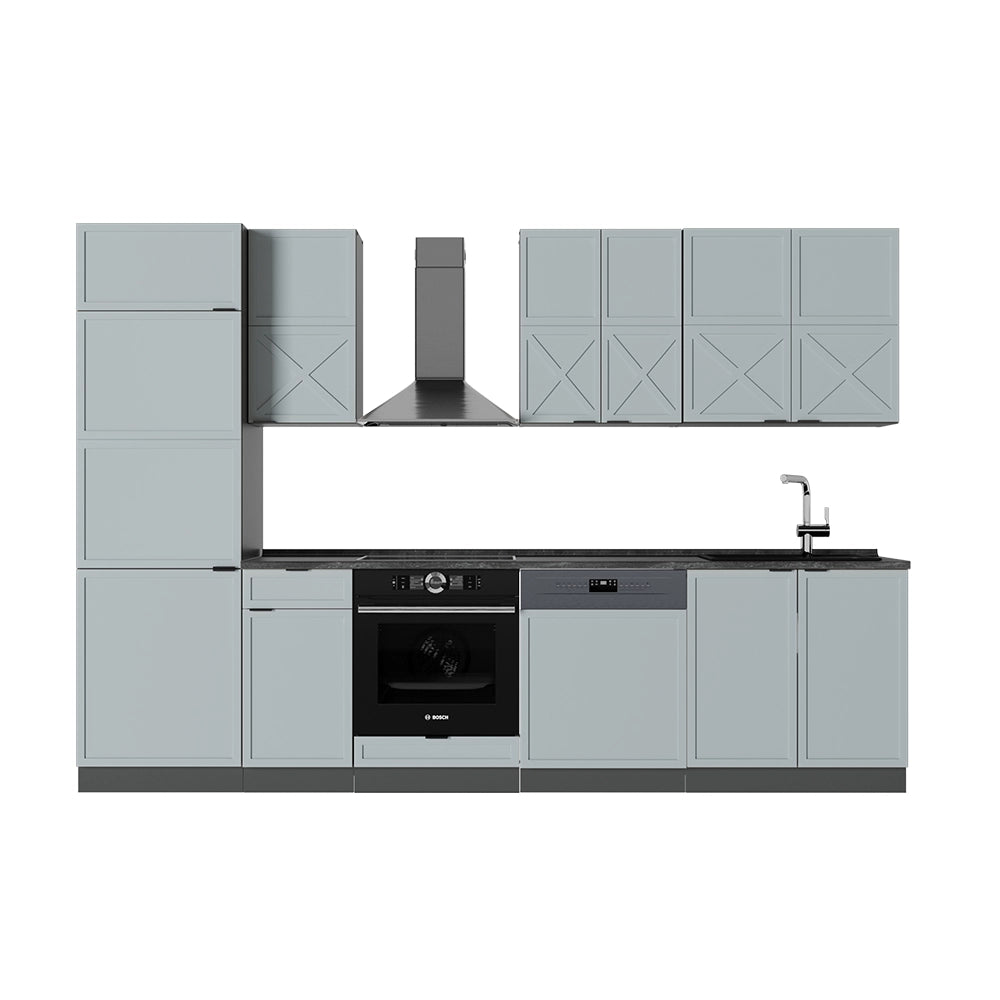 Cucina componibile Fame-Line Blu-grigio chiaro/Antracite 300 cm, PL Antracite Vicco