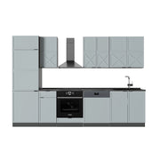 Cucina componibile Fame-Line Blu-grigio chiaro/Antracite 300 cm, PL Antracite Vicco