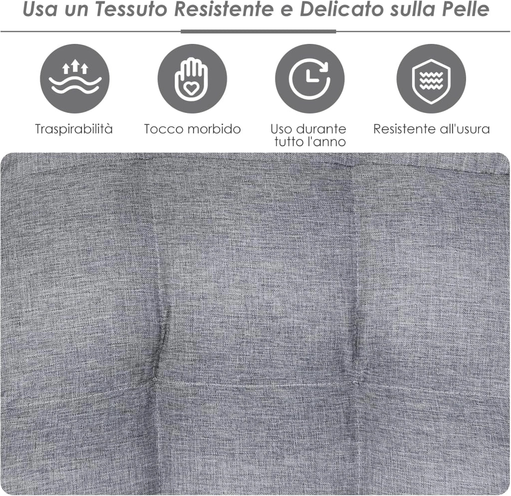 Sedia da Terra Pieghevole, Sedia da Pavimento con Posizioni Regolabili in 4 Posizioni, Poggiatesta Regolabile in 5 Posizioni e Tasca Laterale, Carico Massimo 140 kg (Grigio)