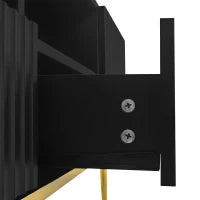 Mobile Porta TV Moderno con Dettagli Dorati, Due Ripiani e Due Cassetti, in Legno di Alta Qualità, 165x36x55 cm, Nero