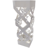 Portaombrelli da Ingresso Design Floreale Quadrato 15,5x15,5x49 cm in Ferro Bianco