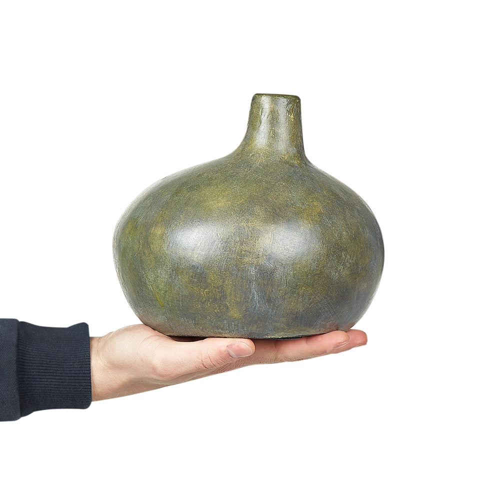 Vaso decorativo in terracotta grigia e oro 18 cm fatto a mano con effetto invecchiato Design tradizionale Decorazione per la casa Soggiorno