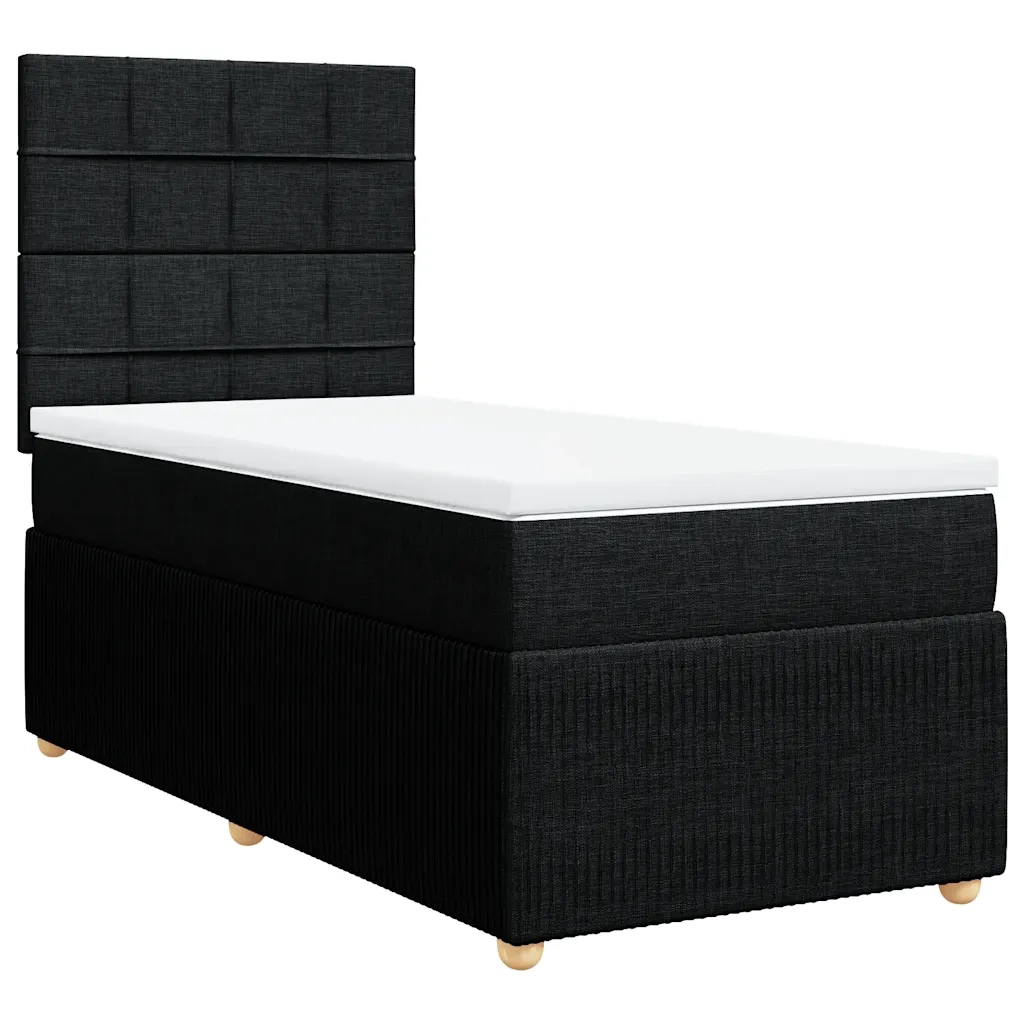 Giroletto a Molle con Materasso Nero 100x200 cm in Tessuto