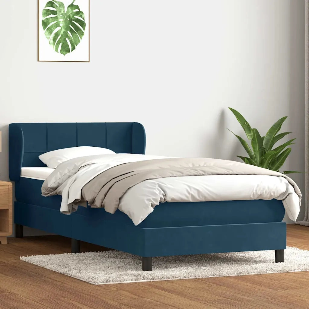 Giroletto a Molle con Materasso Blu Scuro 80x220 cm Velluto 3317551