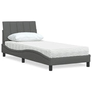 Letto con Materasso Hanko Grigio Scuro 80x200 cm in Tessuto