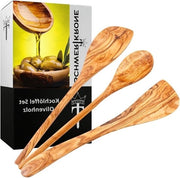 Set di cucchiai in olivo - cucchiaio - cucchiaio per risotto - punta e rotondo - accessori da cucina