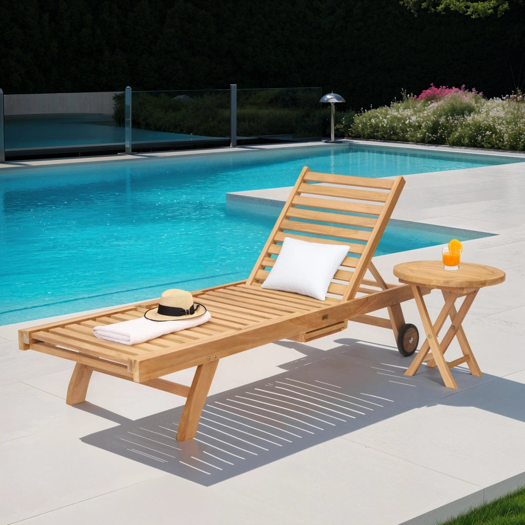 Set di lettini e tavolini pieghevoli in teak LOMBOK