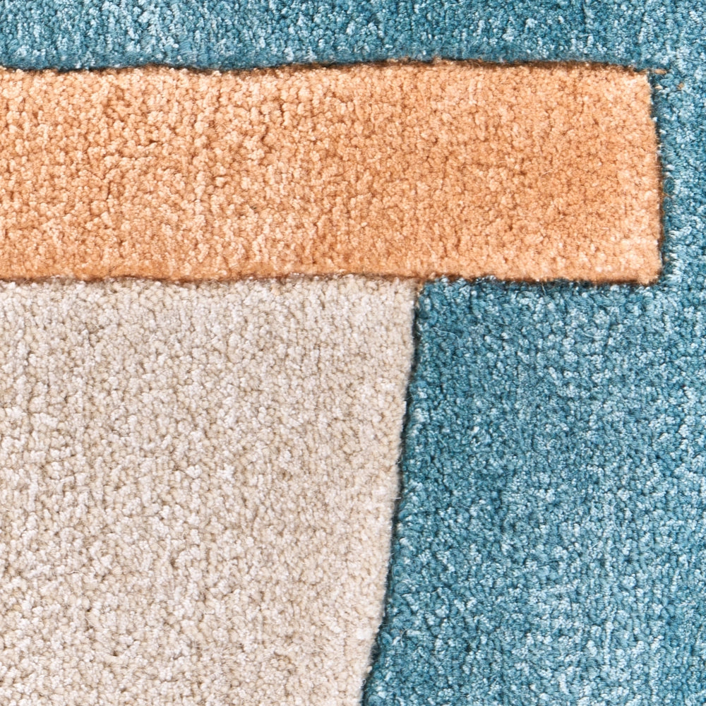 Tappeto beige e blu in viscosa e lana forma irregolare 160 x 230 cm stile moderno glamour