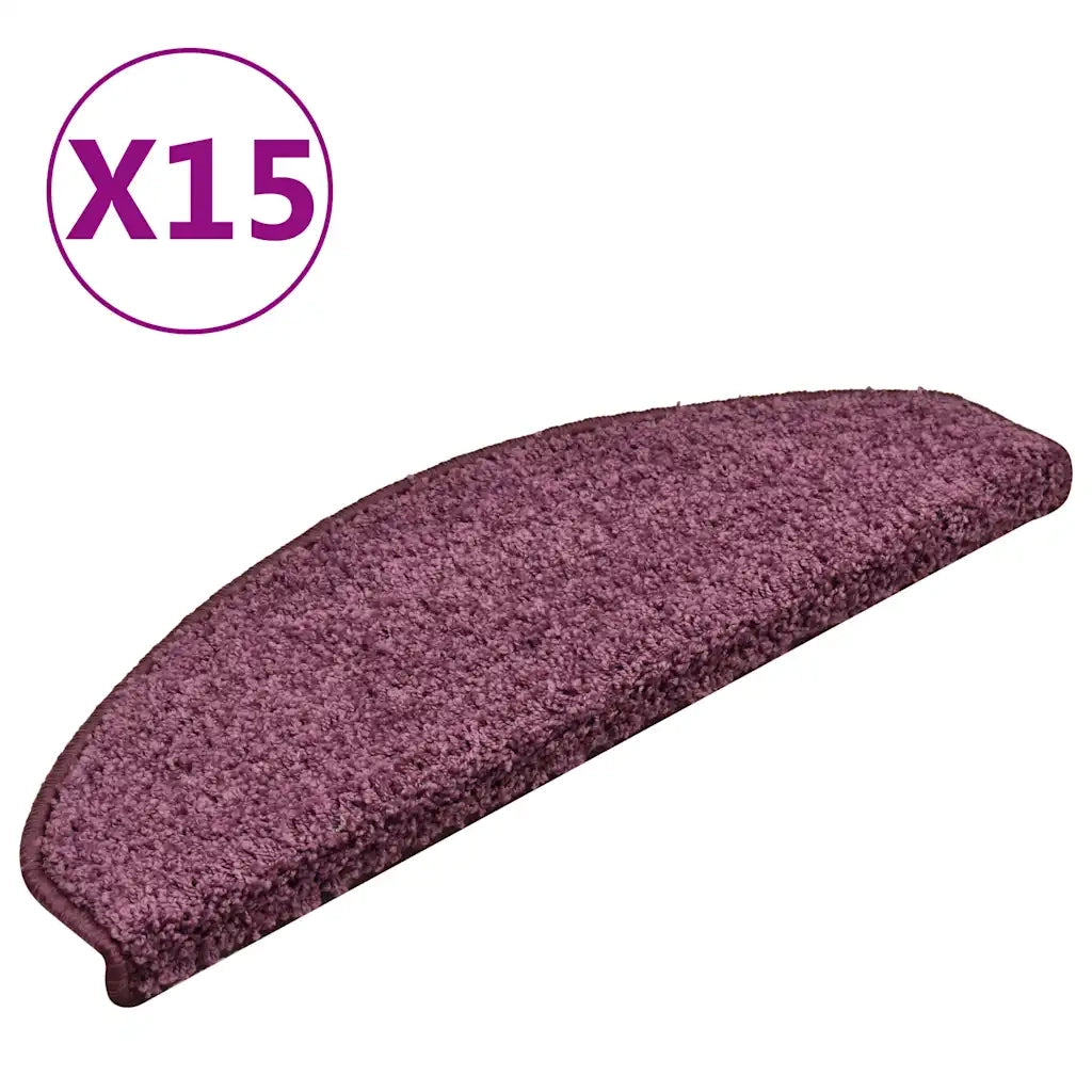 Tappetini per scale 15 pz 65x21x4 cm Viola scuro Semicircolari Grandi 322385