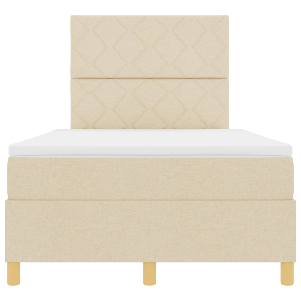 Letto Box Spring con Materasso & LED Panna 120x200 cm Tessuto