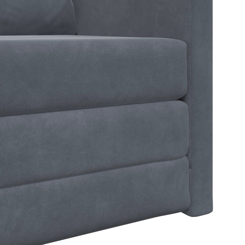Divano a pavimento  Singolo Convertibile in Velluto 74x77x81 cm Grigio Scuro