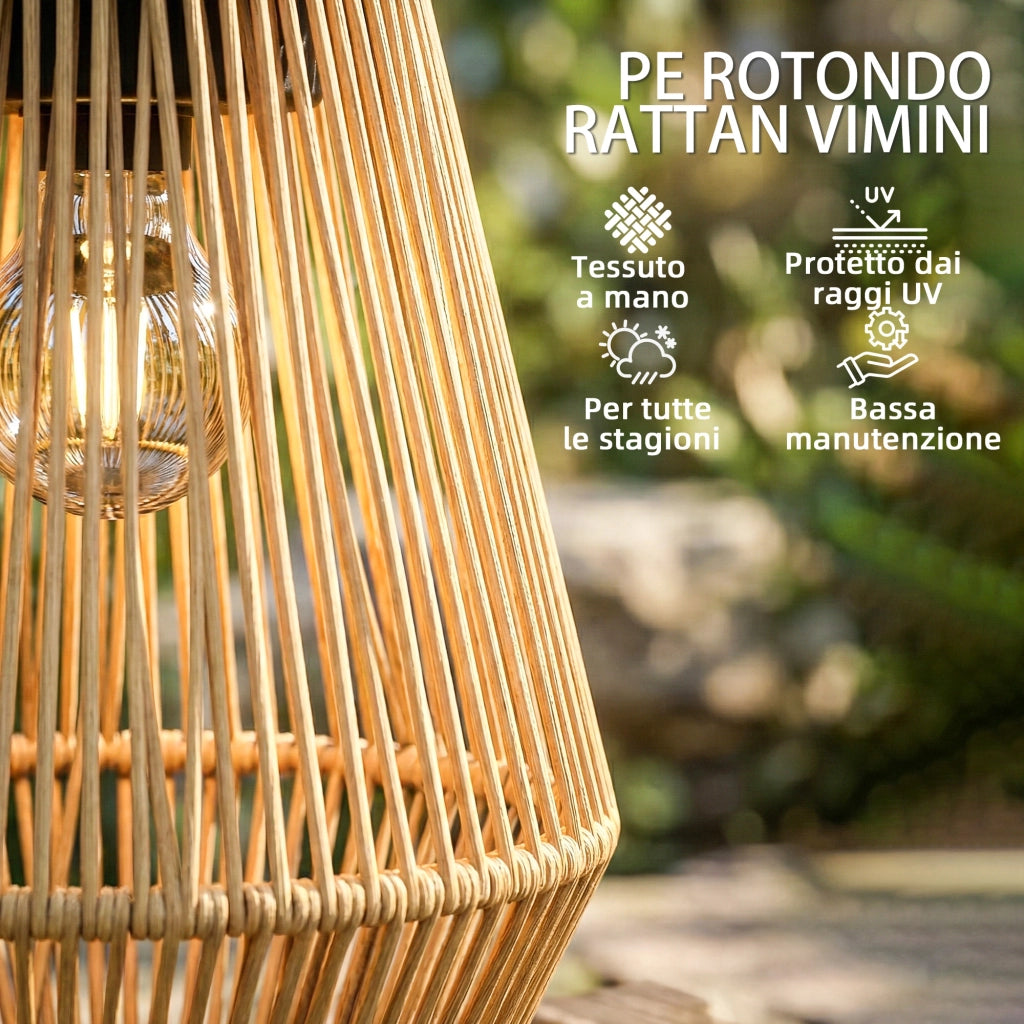 Lampada Solare Rattan Set 2 Pezzi ¨C zephmum ¨C Marrone 16x16x21 cm