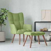 Divano Sedia-Poltrona Relax con Poggiapiedi Verde Chiaro in Velluto 365099