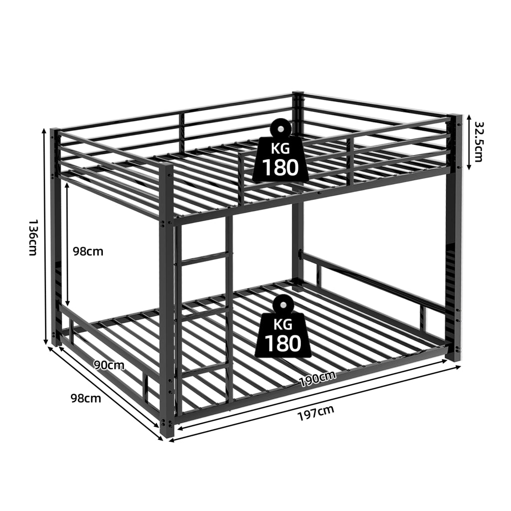 LETTO A CASTELLO IN METALLO 197x98x136 cm NERO