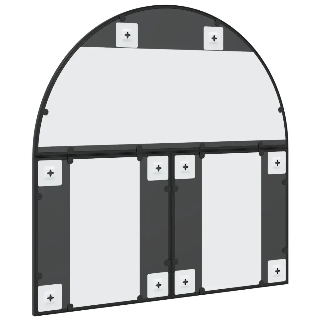 Specchio da Parete-Specchio a Muro-Specchio Decorativo Nero 80x80 cm Arco in Ferro