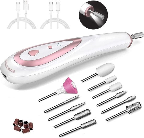 Vijilatrice elettrica per chiodi - Trattamento chiodi professionale - 11 pezzi di montaggio - Rosa
