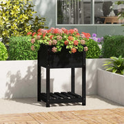 Fioriera con Mensola Nera 54x54x81 cm in Legno Massello di Pino 823777