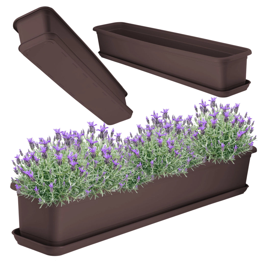 Vaso da fiori rettangolare KADAX per balcone, 80 cm con supporto in plastica.