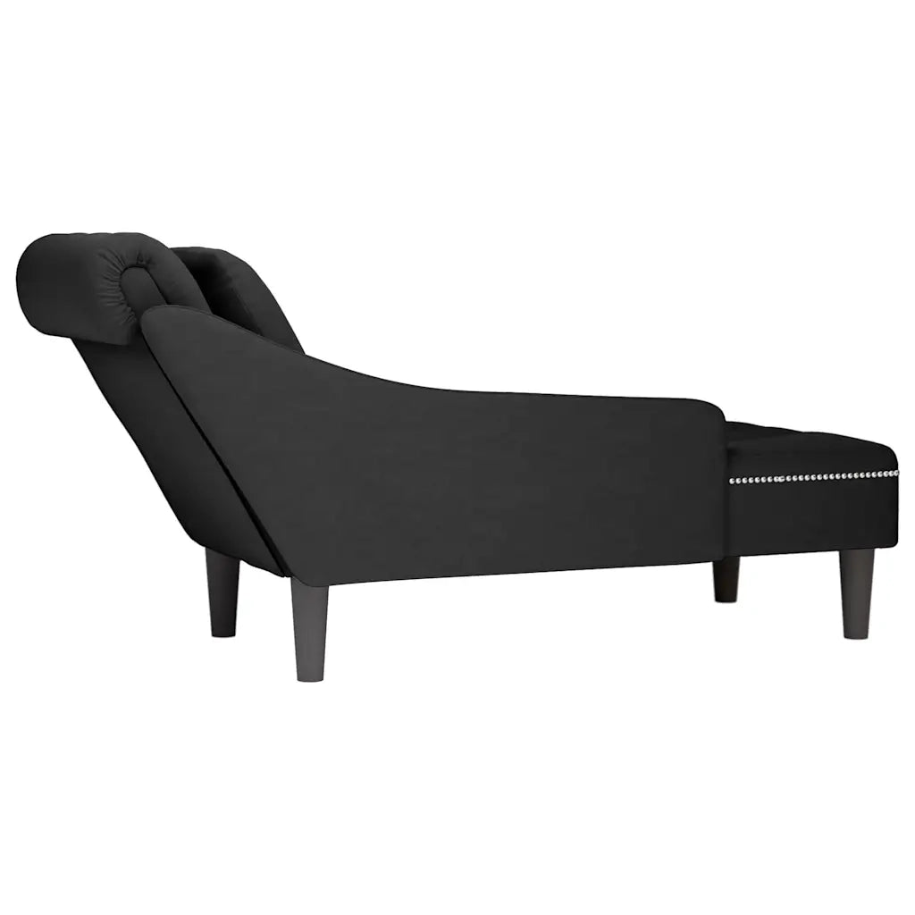 Sdraio con Cuscino e Bracciolo Destro in Velluto Nero CFW4851235