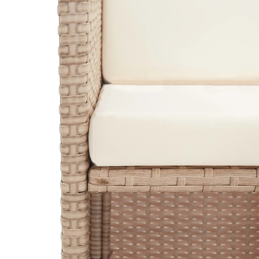 Set da Pranzo da Giardino 15 pz con Cuscini in Polyrattan Beige
