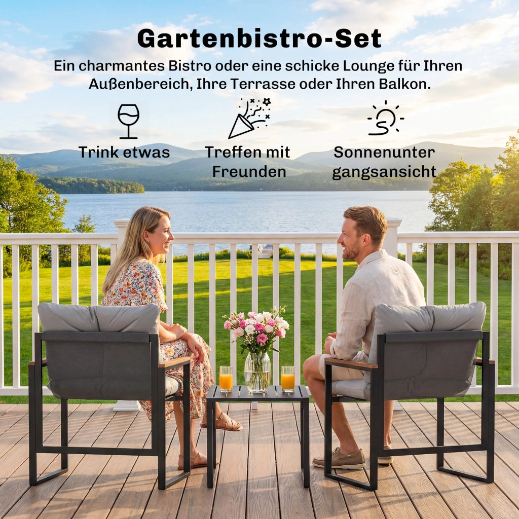 Set Bistrot 2 Posti ¨C zephmum ¨C Grigio, Polipropilene, Metallo