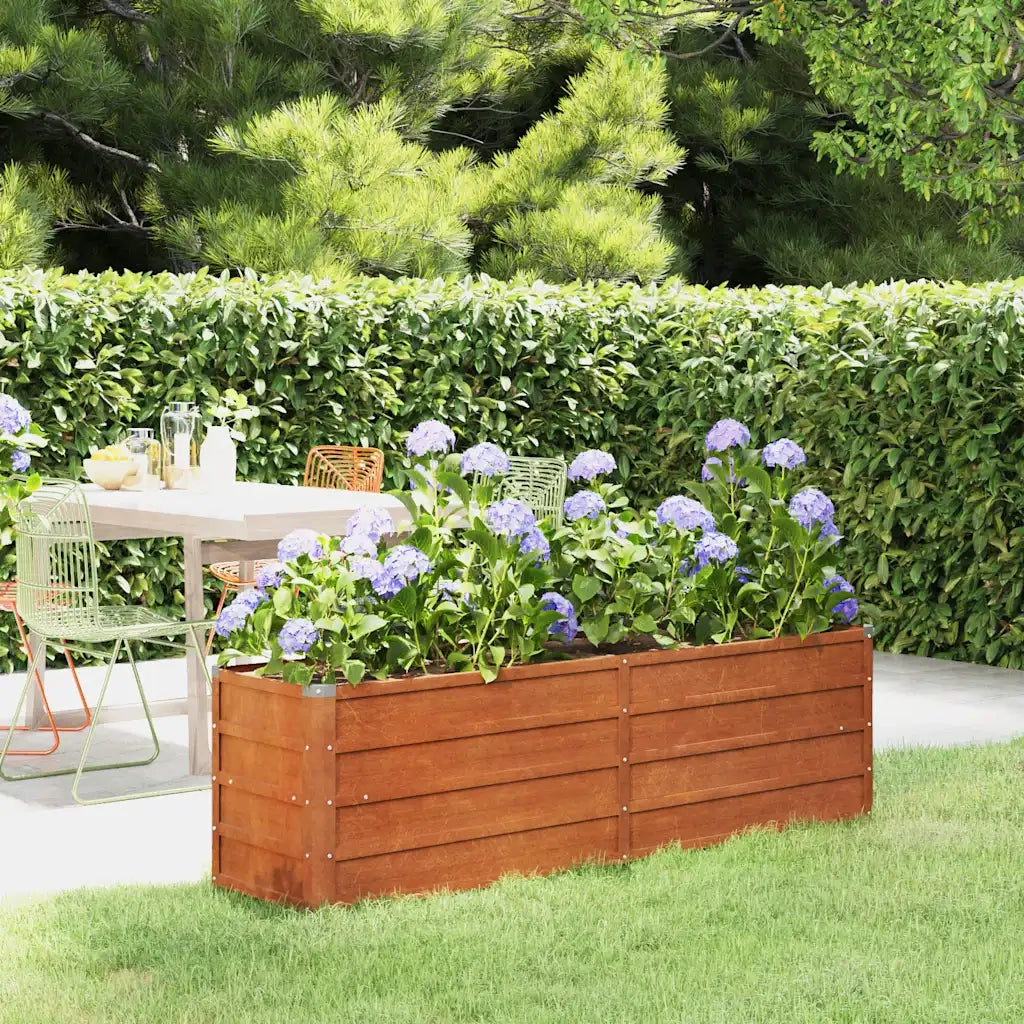 Letto Rialzato da Giardino Ruggine 160x40x45 cm Acciaio Corten 151952