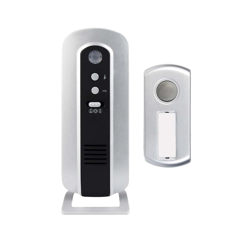 Campanello Senza Fili 36 Melodie IP44 Portata 30m Installazione Facile Nero / Argento Alecto
