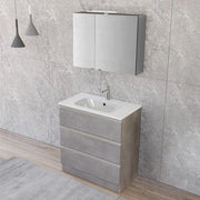 Mobile bagno con specchiera 80 cm grigio cemento con cassetti e lavabo incluso Master
