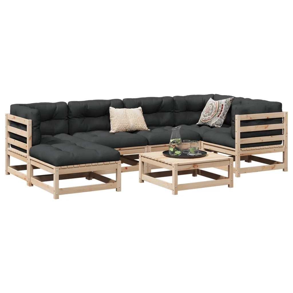 Set Divani da Giardino 7 pz con Cuscini Legno Massello di Pino 3299534