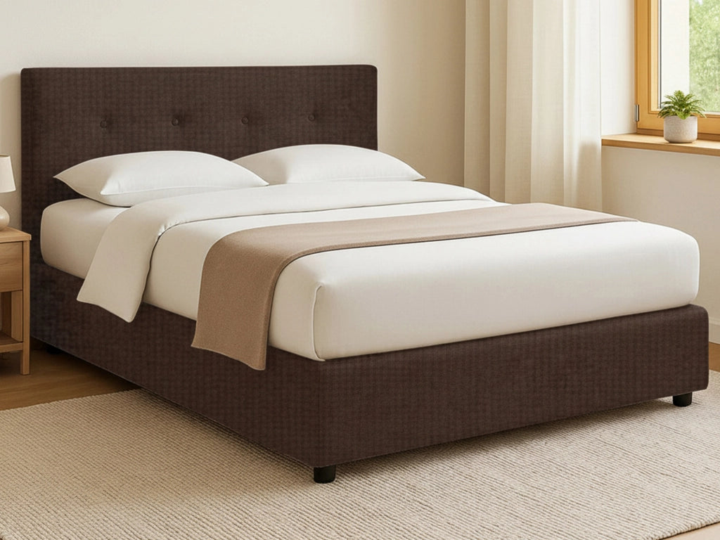 Oxford, Letto Matrimoniale Sfoderabile Made in Italy, Marrone