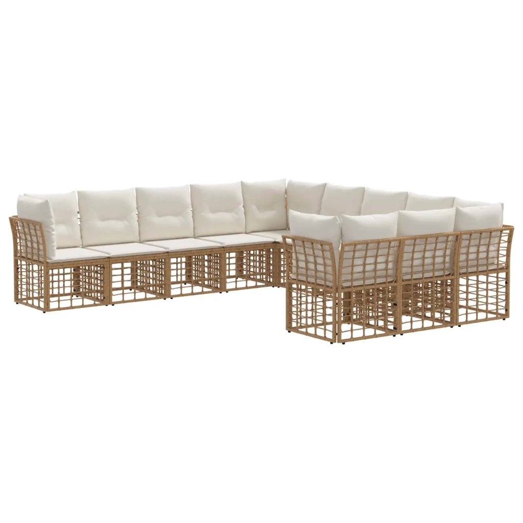Set di divani da esterno Naturale e Bianco Crema Poliestere