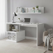 Atemis, Scrivania Modulabile Made in Italy, 140x60x78h cm Bianco Lucido
