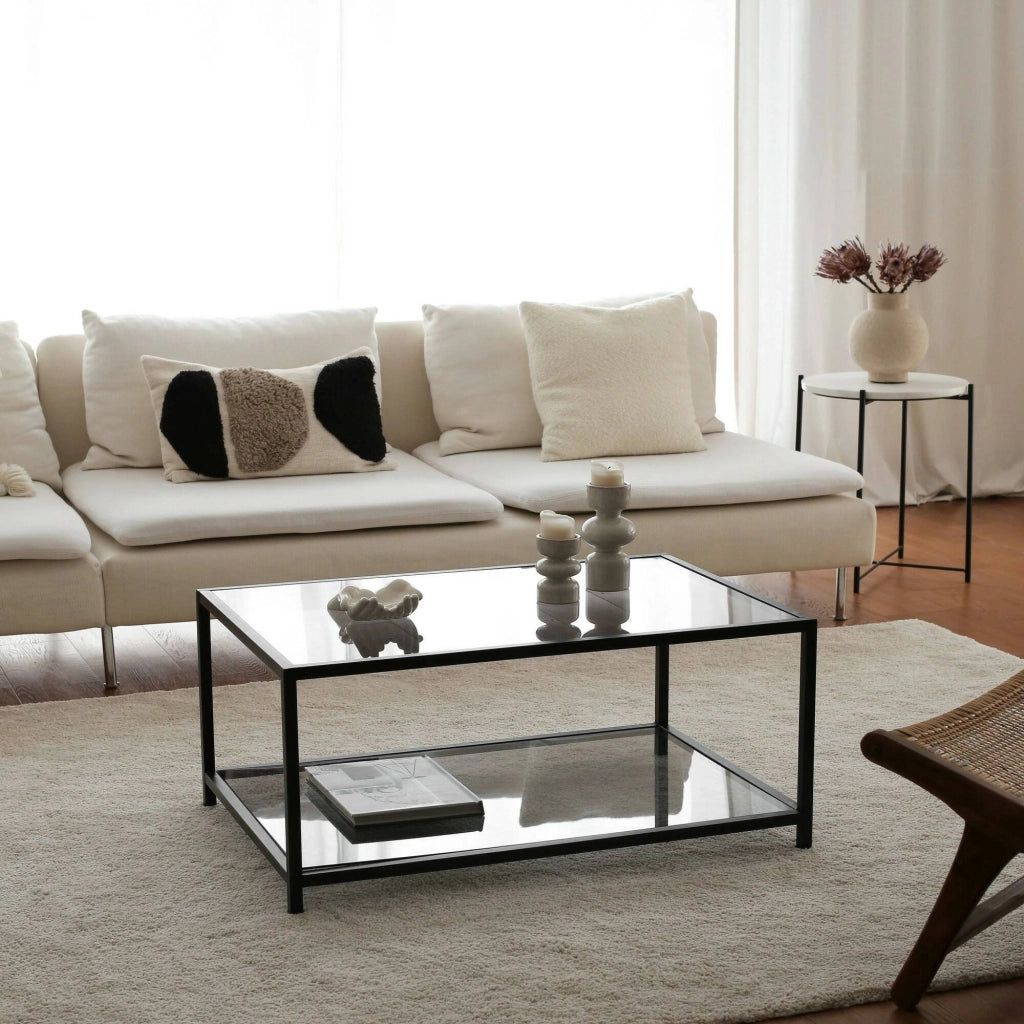 Mina, Tavolino da Salotto Portariviste, 90x60x40h cm Nero