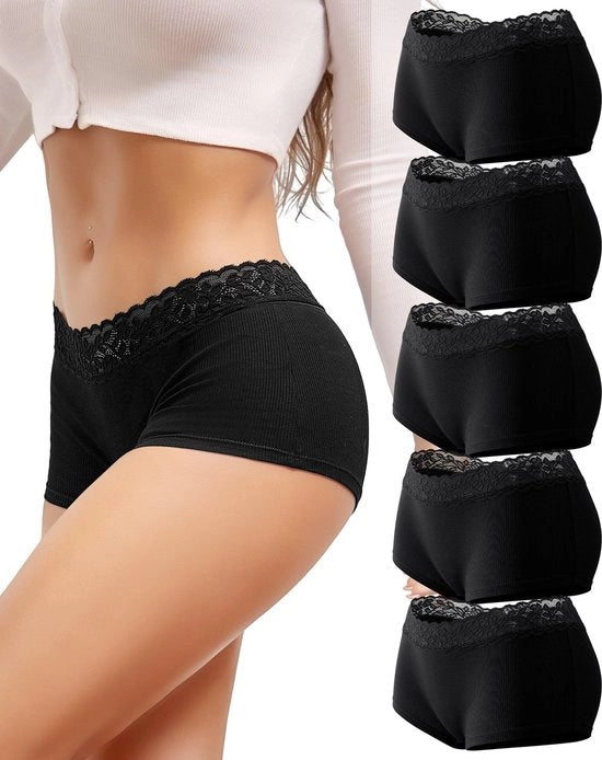 Calze da donna a scocca quadrata - Ademend cotone - Comfortevoli boxer - Multi pacchetto - Cintura a rilievo - Cinturino senza cuciture - Sottoveste da donna