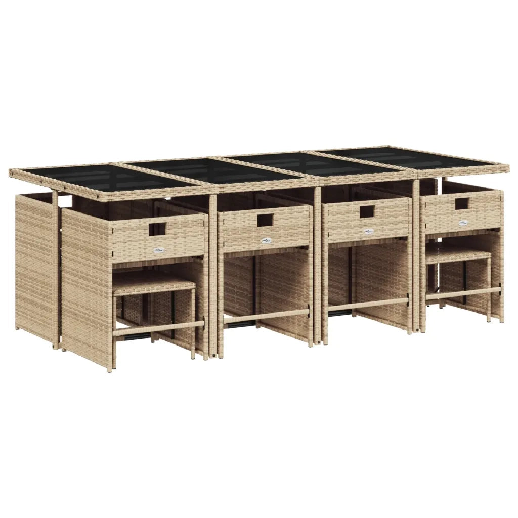 Set da Pranzo da Giardino 13 pz con Cuscini Beige in Polyrattan 3277929