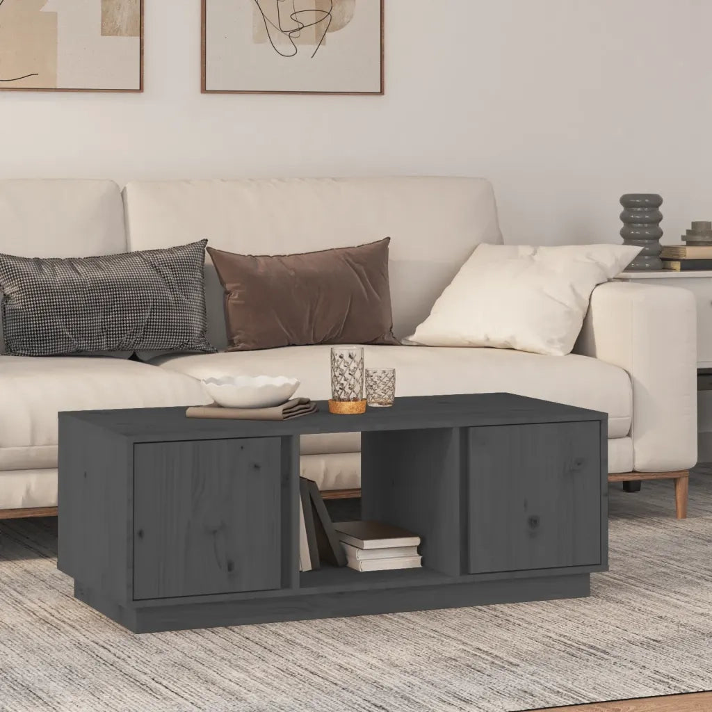 Tavolino da Salotto Grigio 110x50x40 cm Legno Massello di Pino 814426