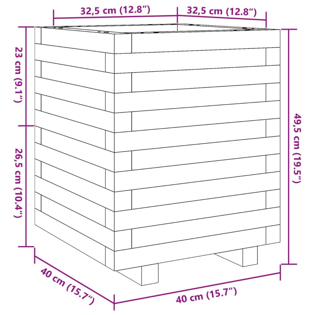Fioriera rialzata per piante fiori patio giardino 40 x 40 x 49,5 cm legno di pino massiccio marrone 02_0037566
