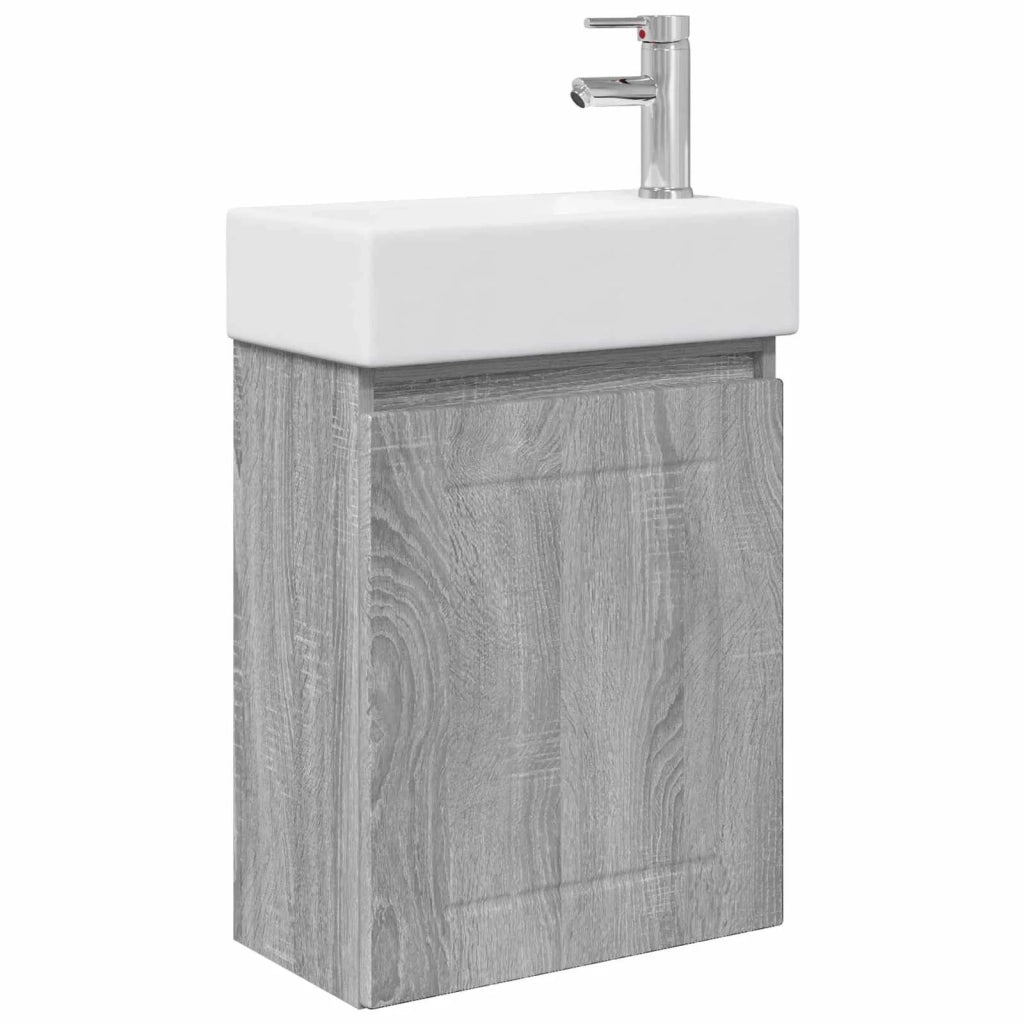 Mobile bagno con rubinetto Sonoma grigio 45,5 x 25,5 x 84 cm