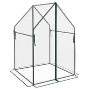 Mini Serra da Giardino con 2 Porte Avvolgibili 90x90x145 cm Copertura in PE  Trasparente