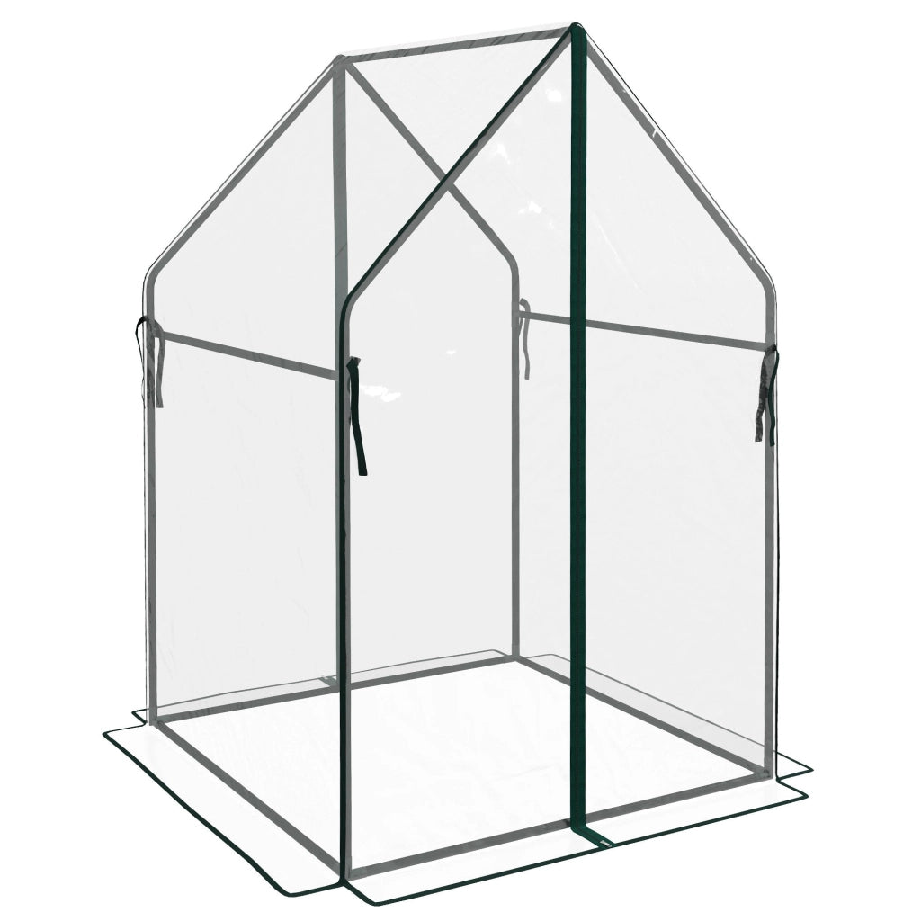 Mini Serra da Giardino con 2 Porte Avvolgibili 90x90x145 cm Copertura in PE  Trasparente