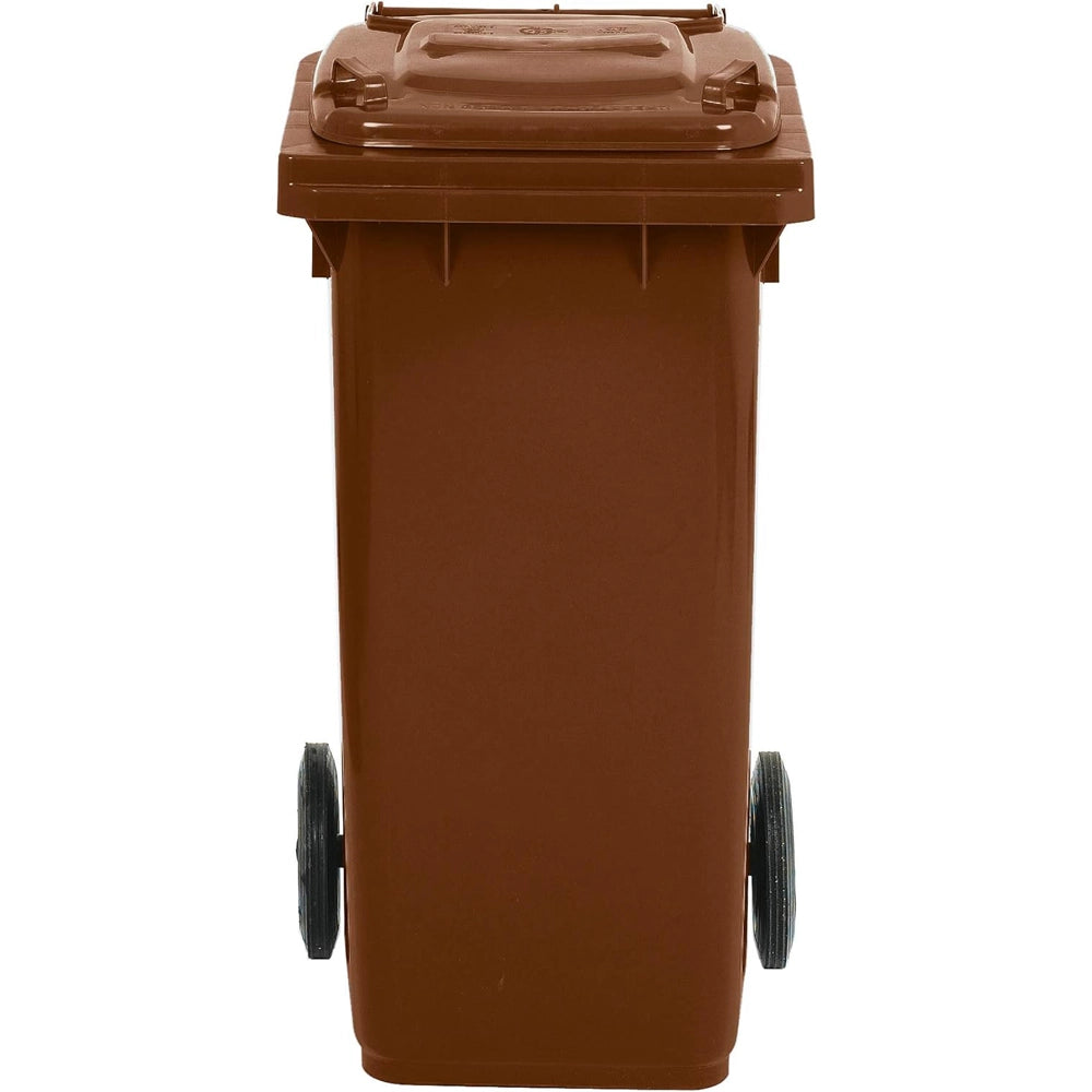 BIDONE RACCOLTA DIFFERENZIATA CARRELLATO 240LT + PEDALE + ANELLO + ASTE MARRONE MOBIL PLASTIC