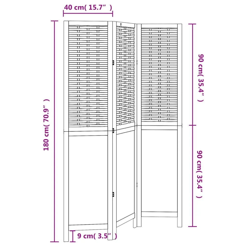 Divisorio Ambienti | Divider per stanze | Paravento 3Pannelli Bianco Legno Massello di Paulownia