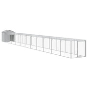 Recinto per pollaio con recinto per galline con cortile libero 117 x 1221 x 123 cm in acciaio zincato grigio 02_0043957