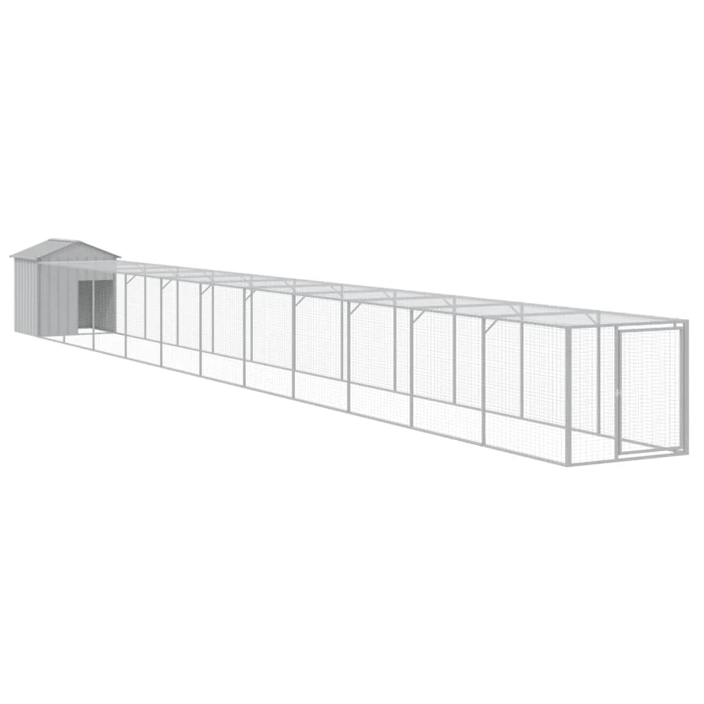 Recinto per pollaio con recinto per galline con cortile libero 117 x 1221 x 123 cm in acciaio zincato grigio 02_0043957
